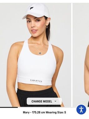 Fabletics White High-Neck Crop Sports Bra